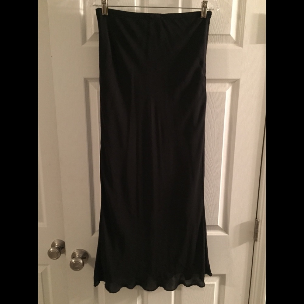 Ann Taylor Black Silk Maxi Skirt with Sequins